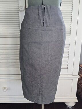 Express Gray High-Waist Pencil Skirt